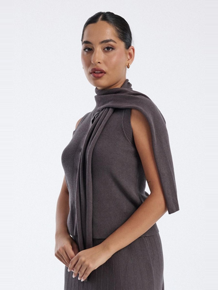 Knitted Waistcoat with Scarf Detail