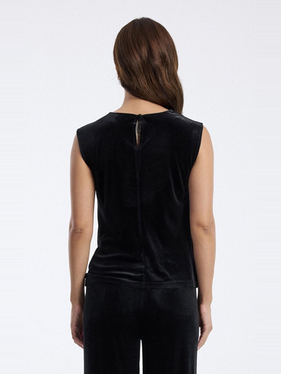 Velvet Draped Neck Sleeveless Top