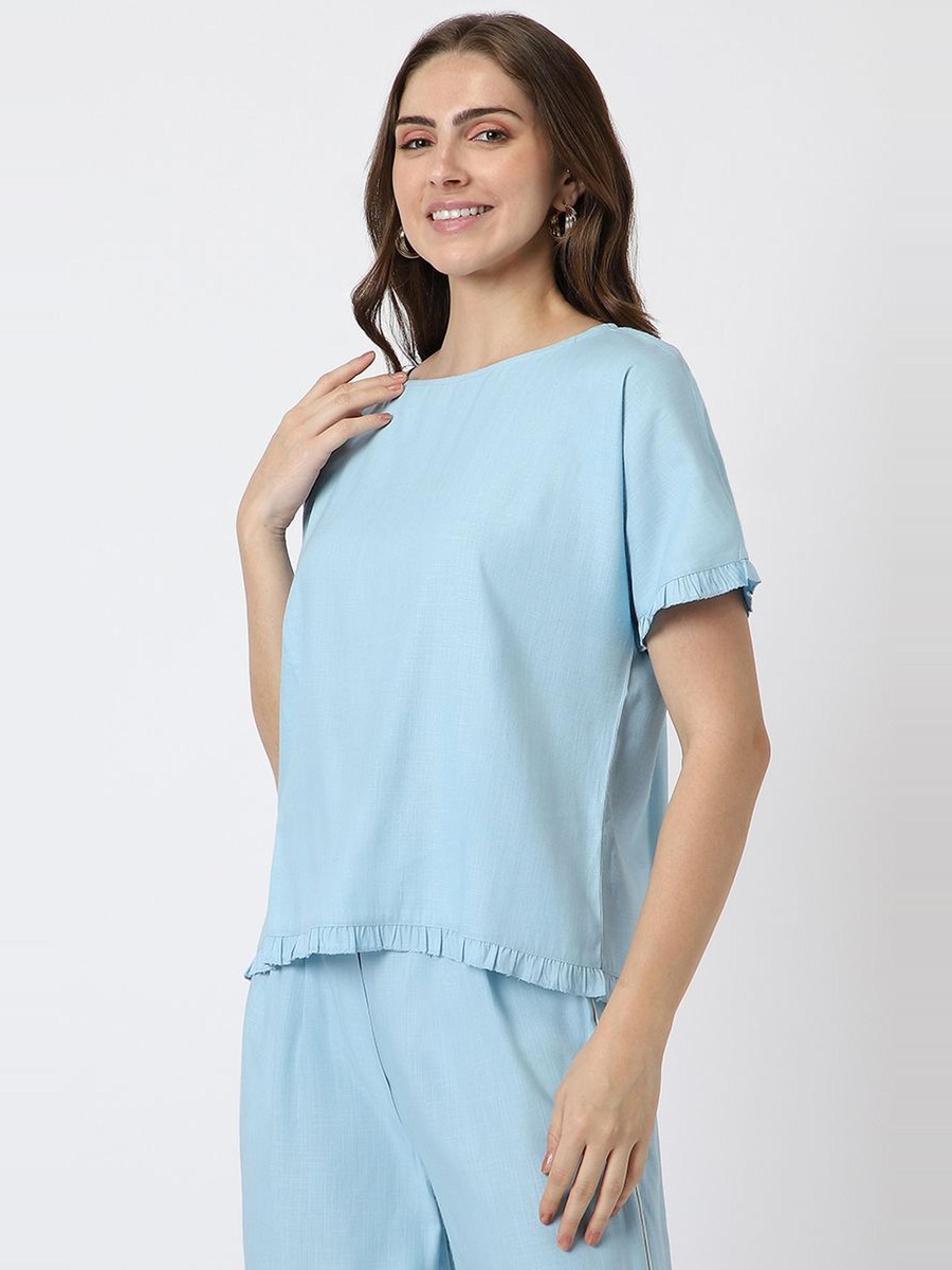 Solid Colored Top with Ruffle