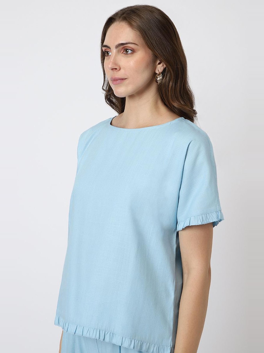 Solid Colored Top with Ruffle