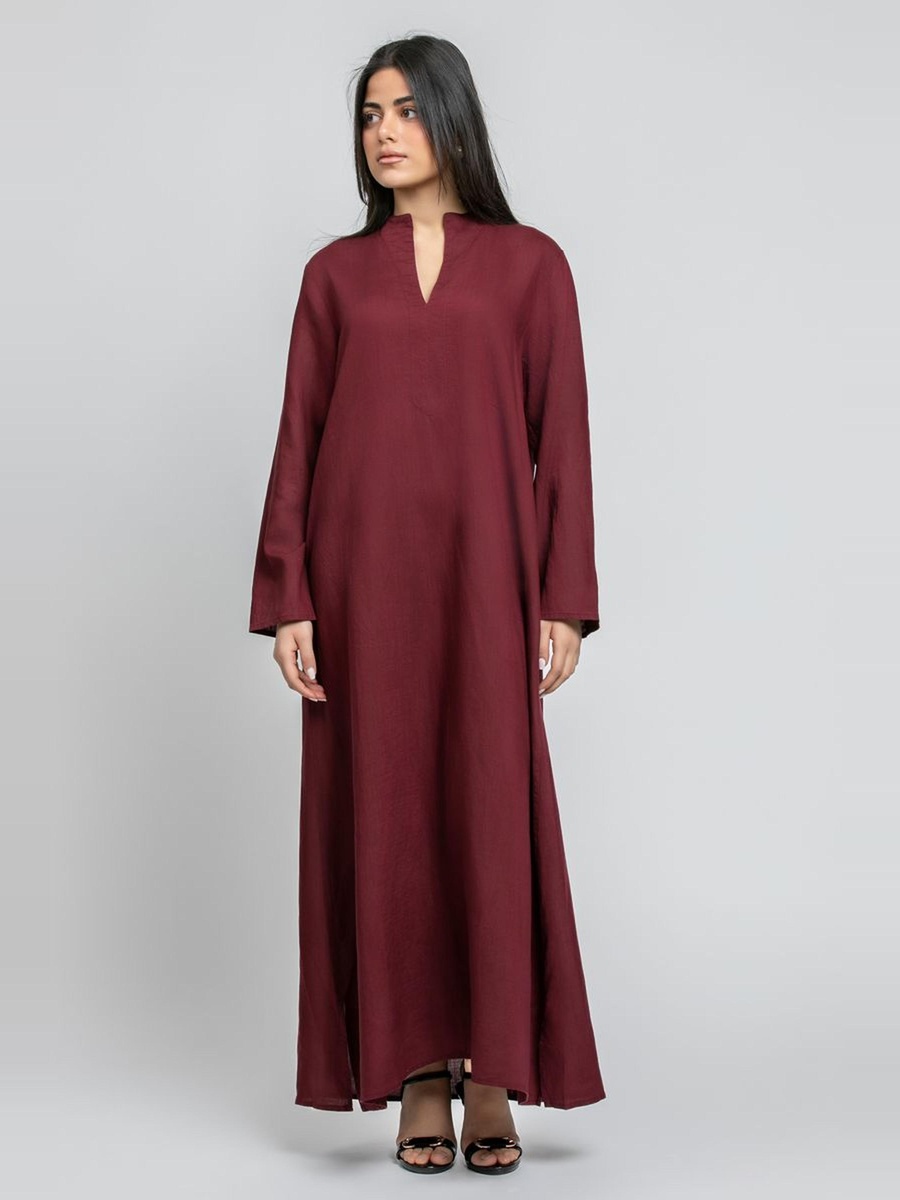 Long Dress with Split Neckline