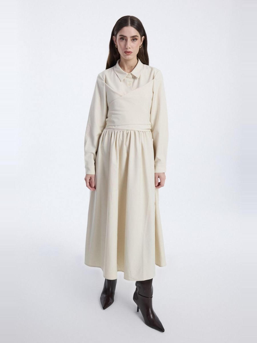 Longline Dress with Waist Tie