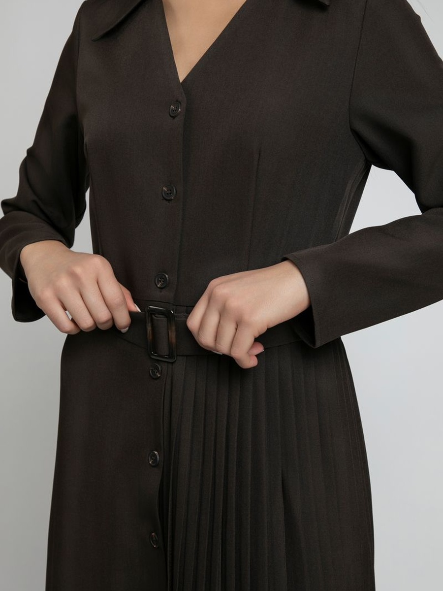 Pleated Detail Belted Dress