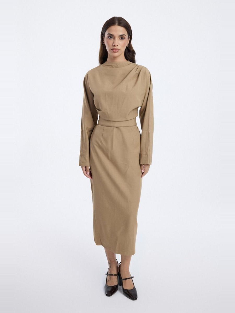Longline Dress with Belted Waist