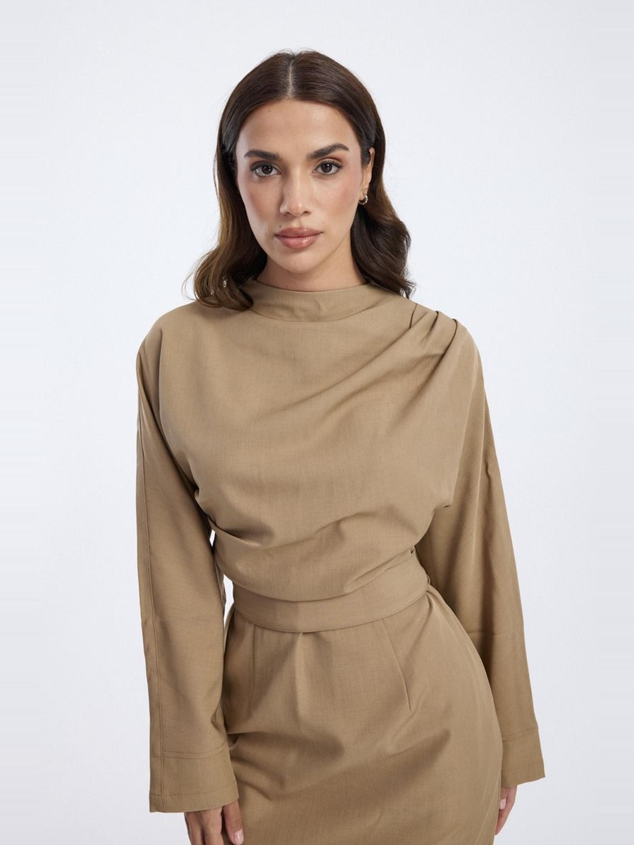 Longline Dress with Belted Waist