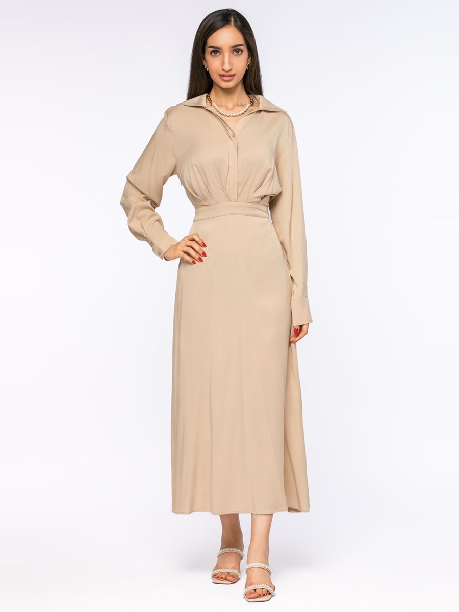 Long Dress with Ruched Waist