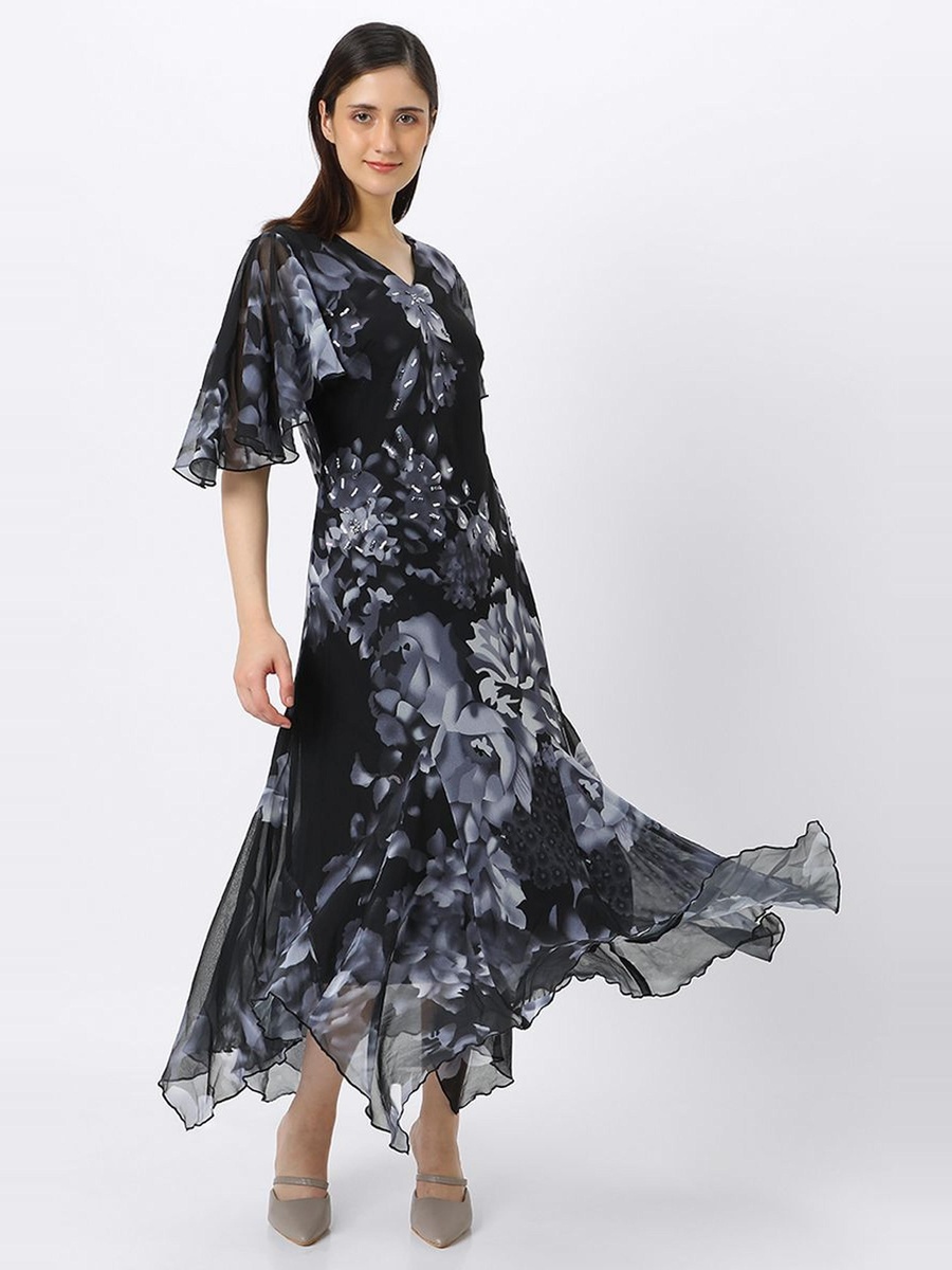 Midi Dress with Floral Pattern