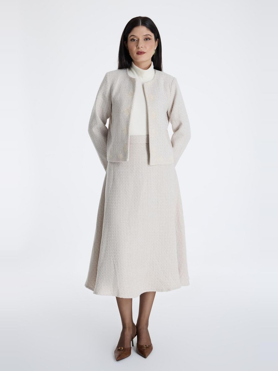Tweed Jacket with Floral Embroidery