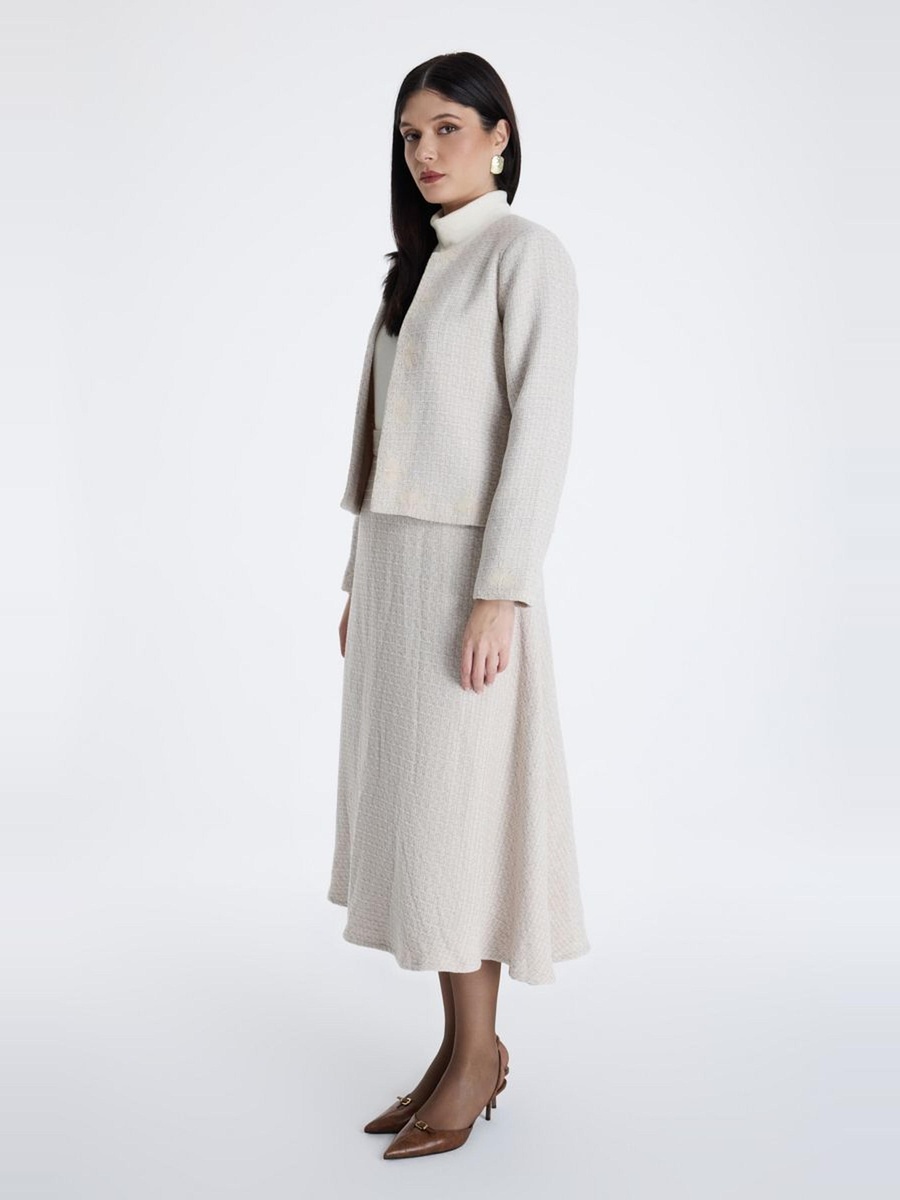 Tweed Jacket with Floral Embroidery