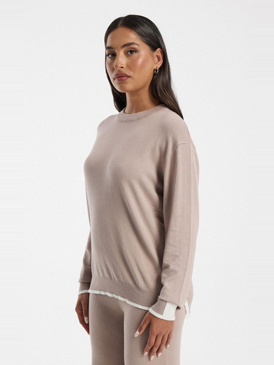 Knit Sweater with Contrast Hem