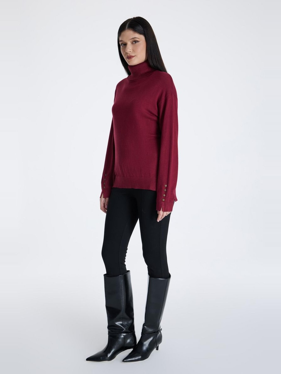 Knit Sweater with Button Cuff