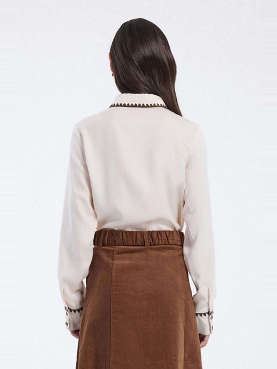 Shirt with Contrast Embroidered Trim