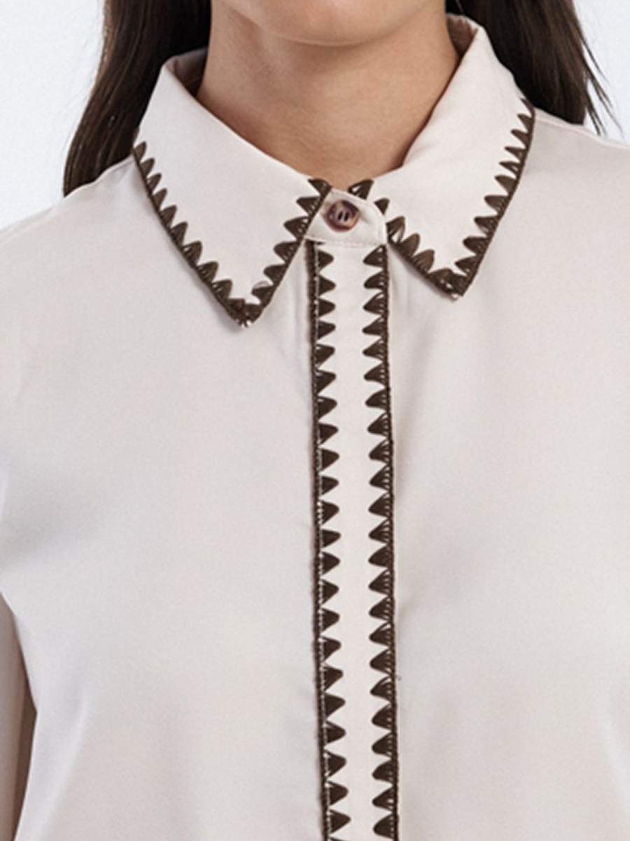 Shirt with Contrast Embroidered Trim