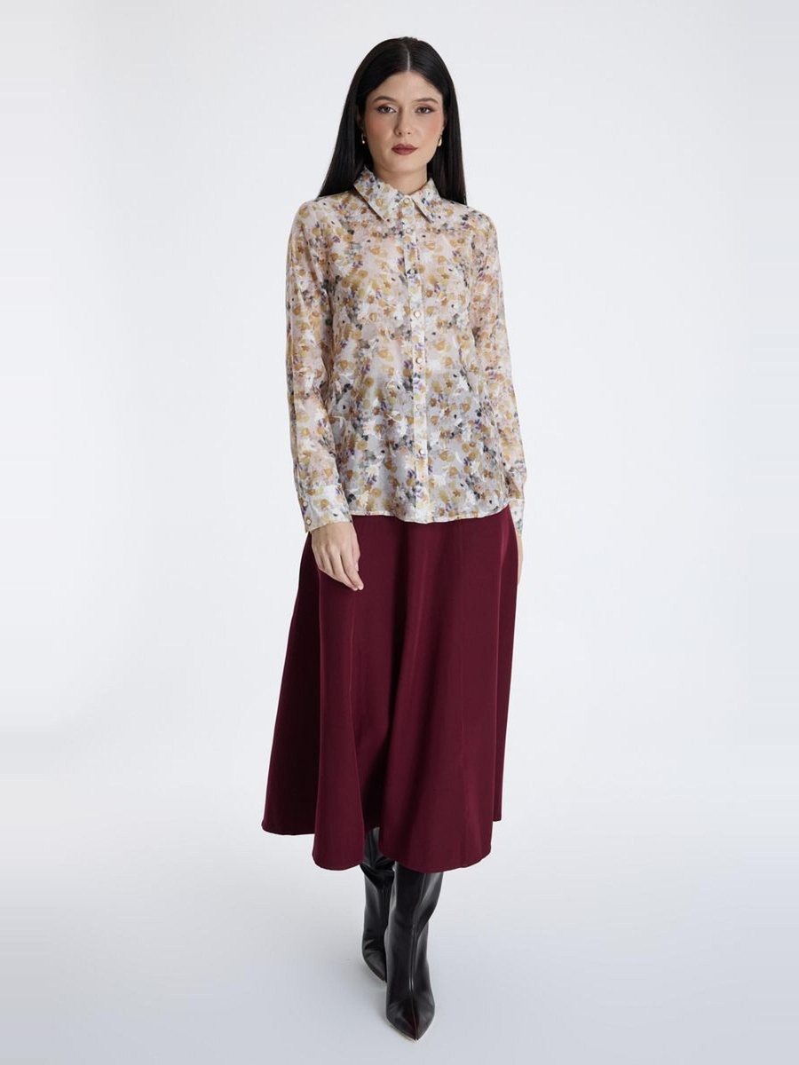Sheer Floral Printed Shirt