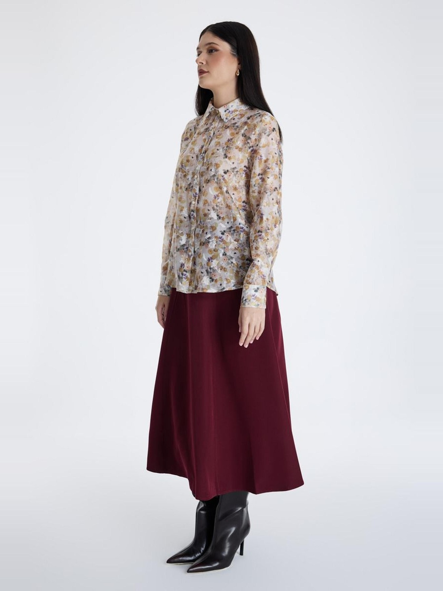 Sheer Floral Printed Shirt