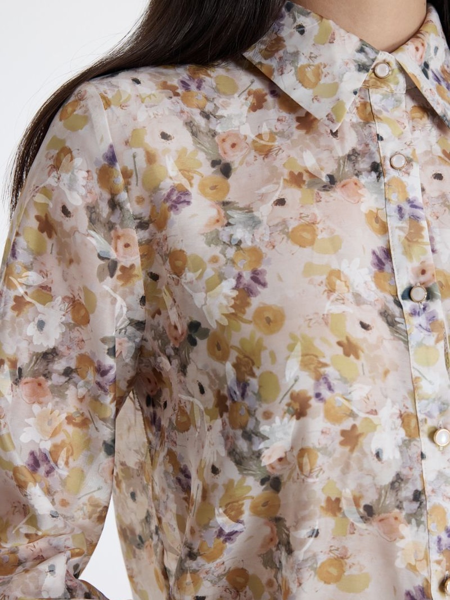 Sheer Floral Printed Shirt