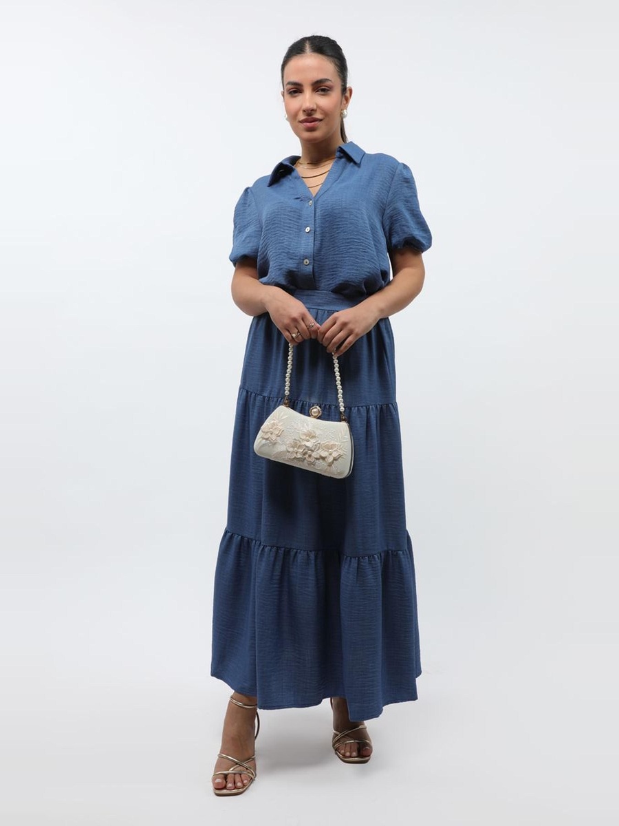 Solid Colored Layered Maxi Skirt