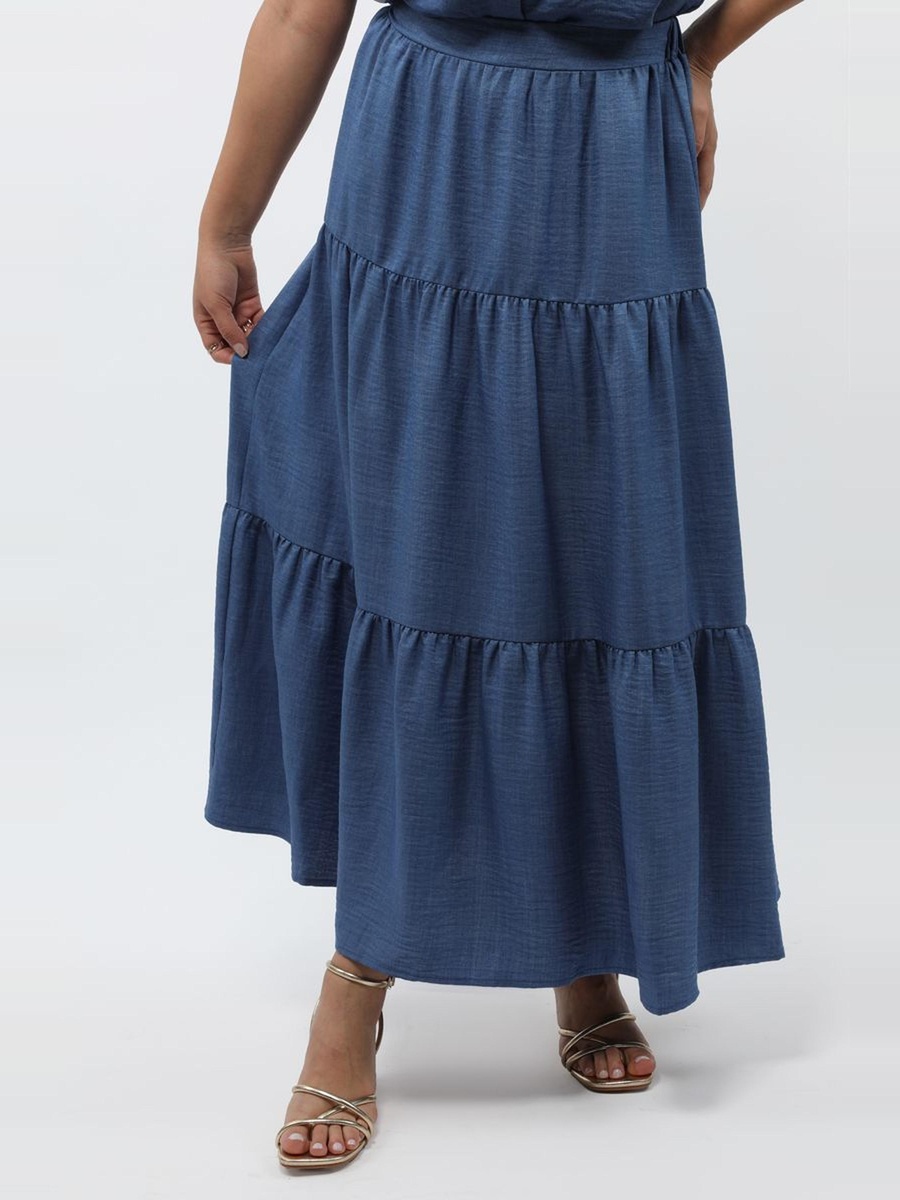 Solid Colored Layered Maxi Skirt