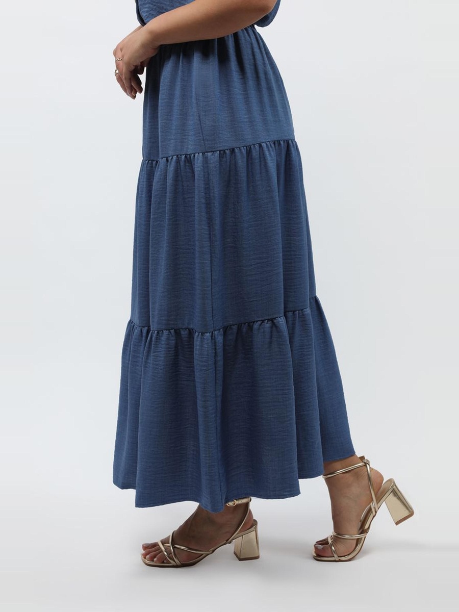 Solid Colored Layered Maxi Skirt