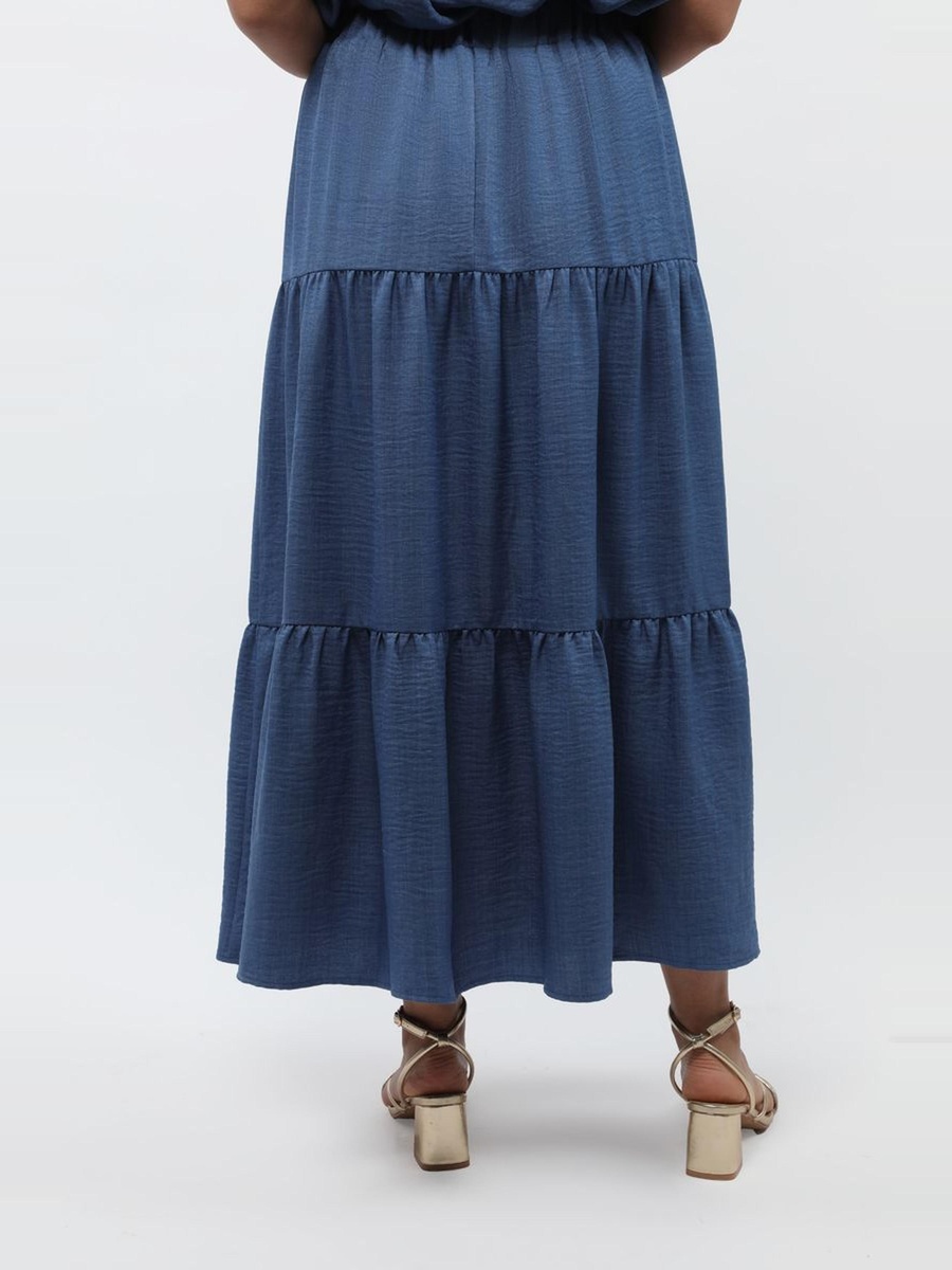 Solid Colored Layered Maxi Skirt
