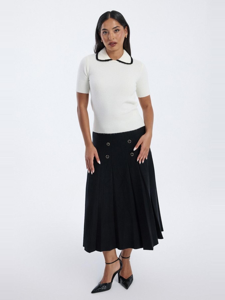 Midi Skirt with Button Detail