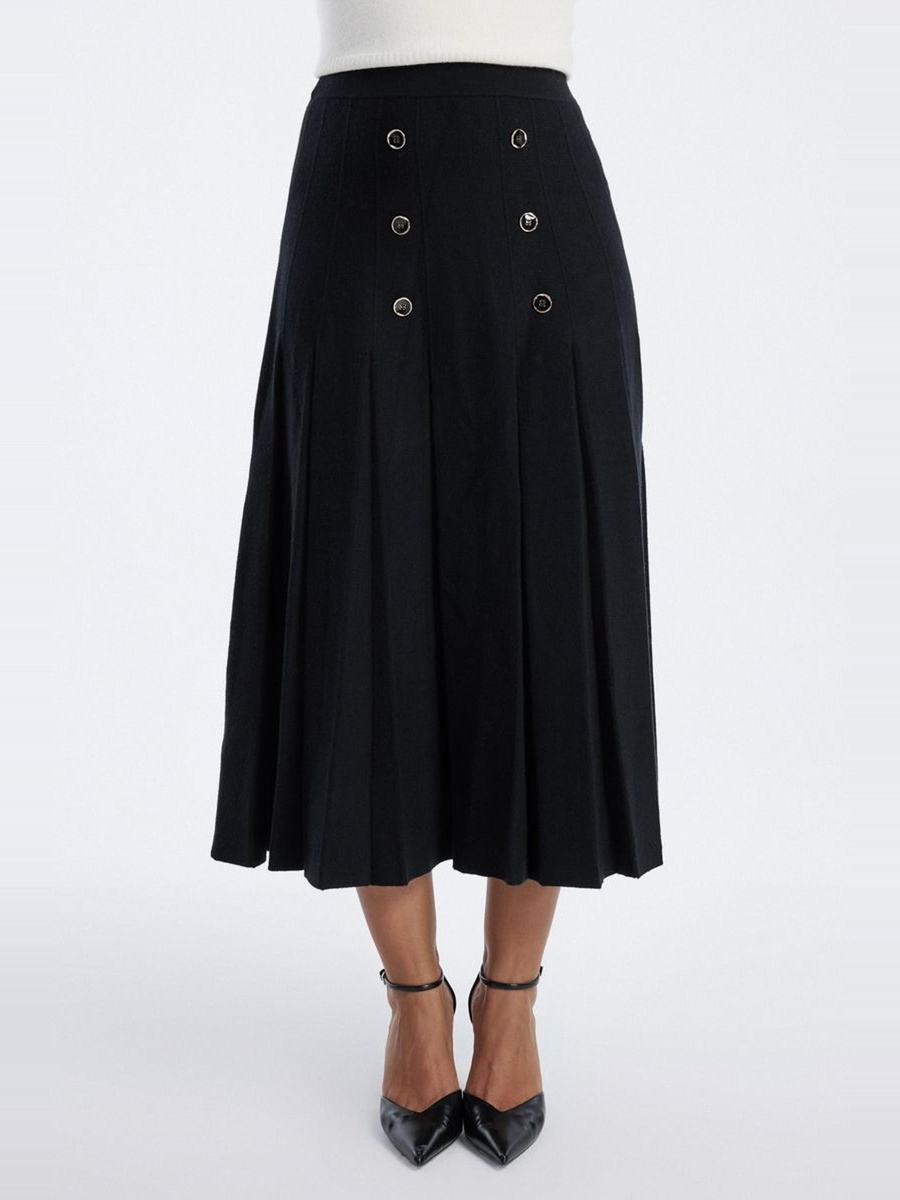 Midi Skirt with Button Detail