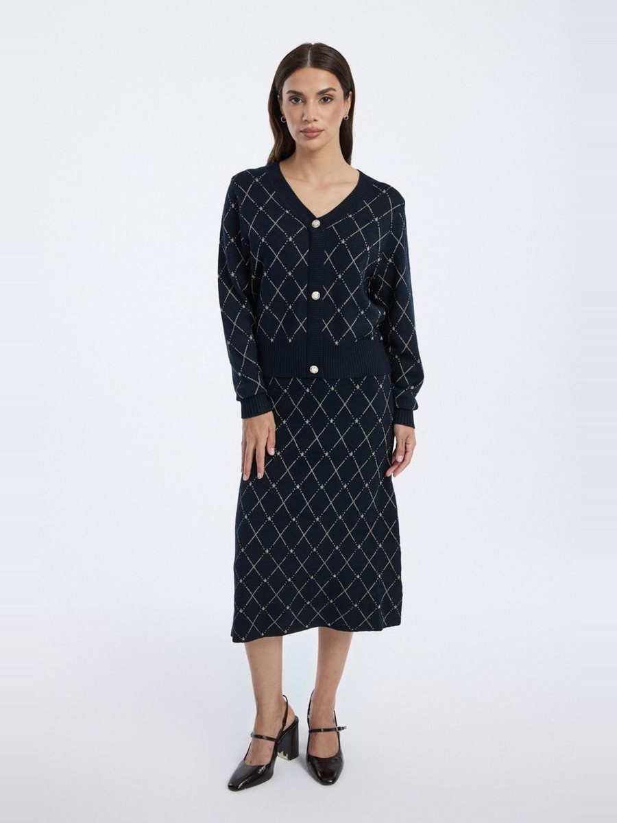 Knitted Skirt with Geometric Pattern