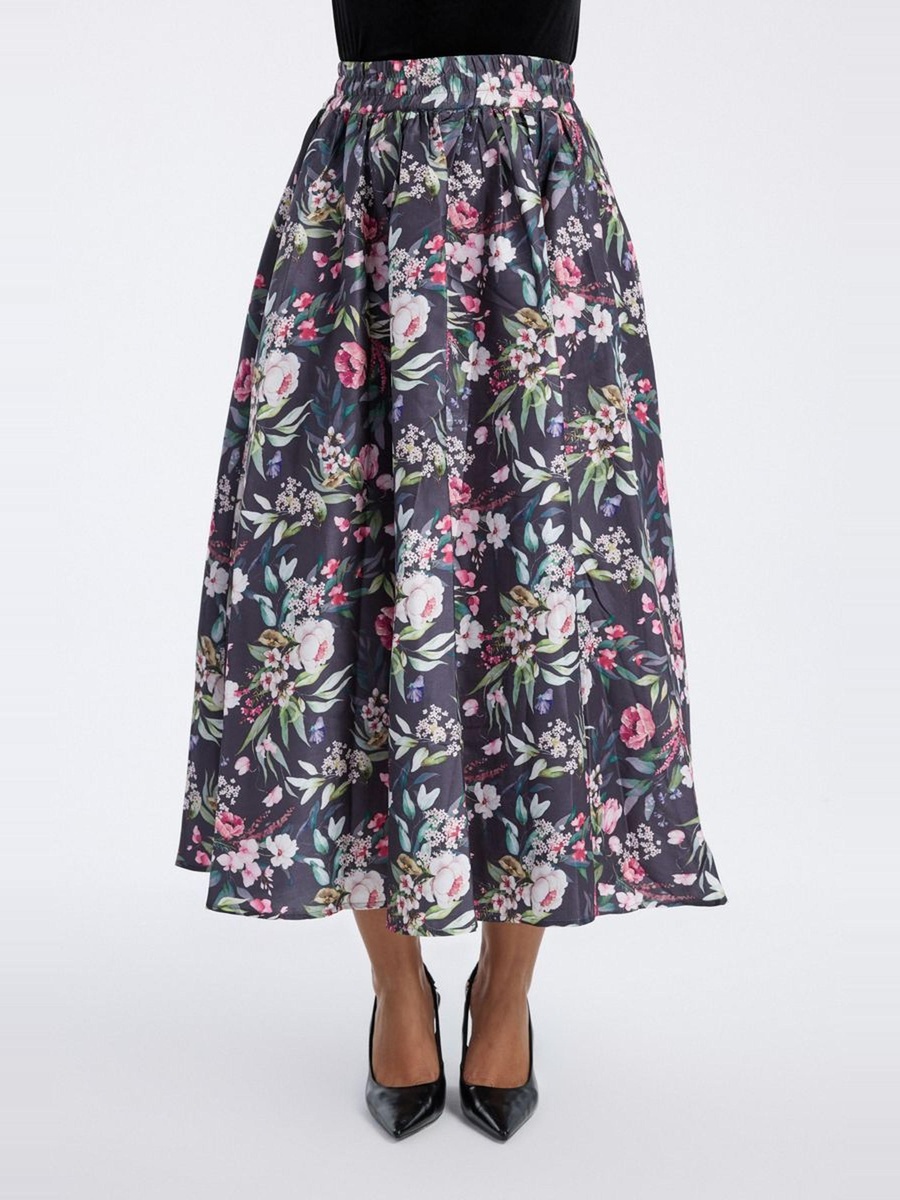 Floral Print Longline Skirt