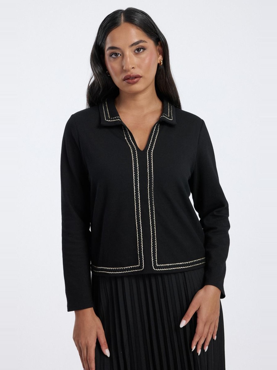 Pleated Midi Dress with Contrast Trim