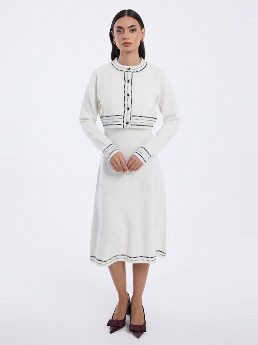 Knitted Midi Dress with Cardigan