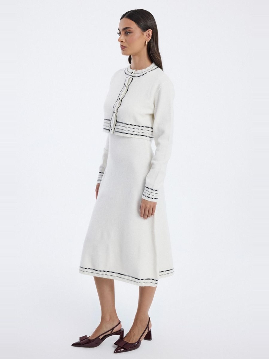 Knitted Midi Dress with Cardigan