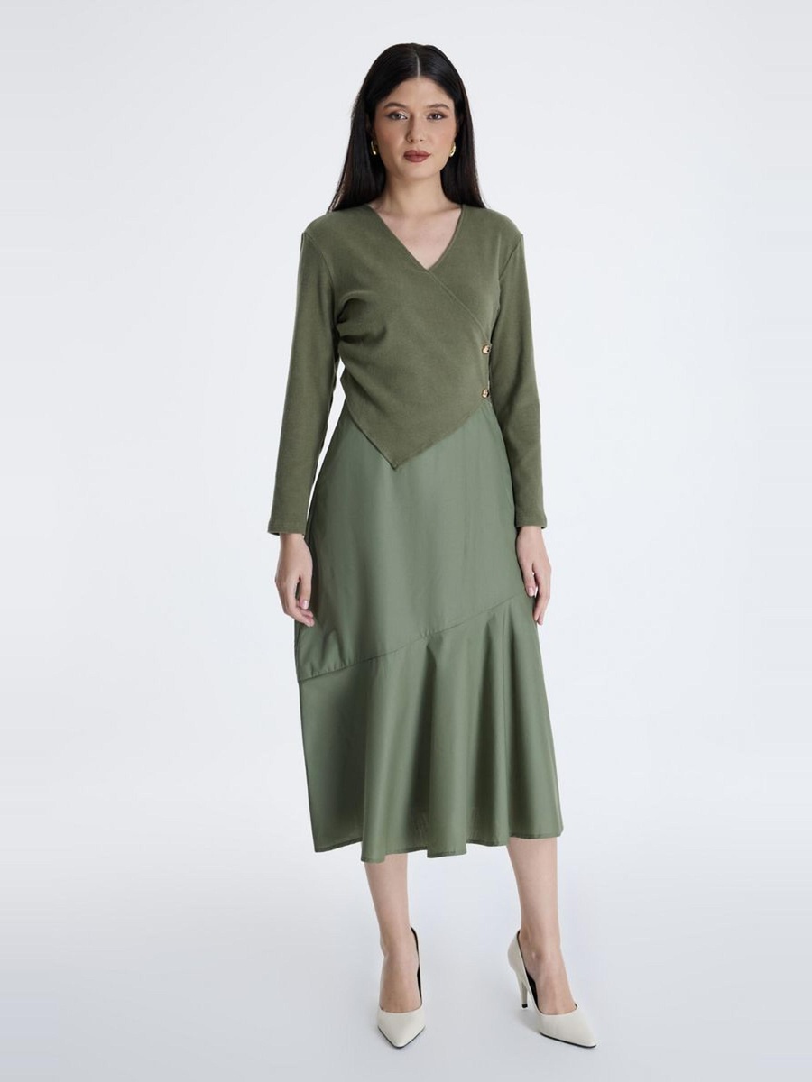 Midi Dress with Wrap Style Top
