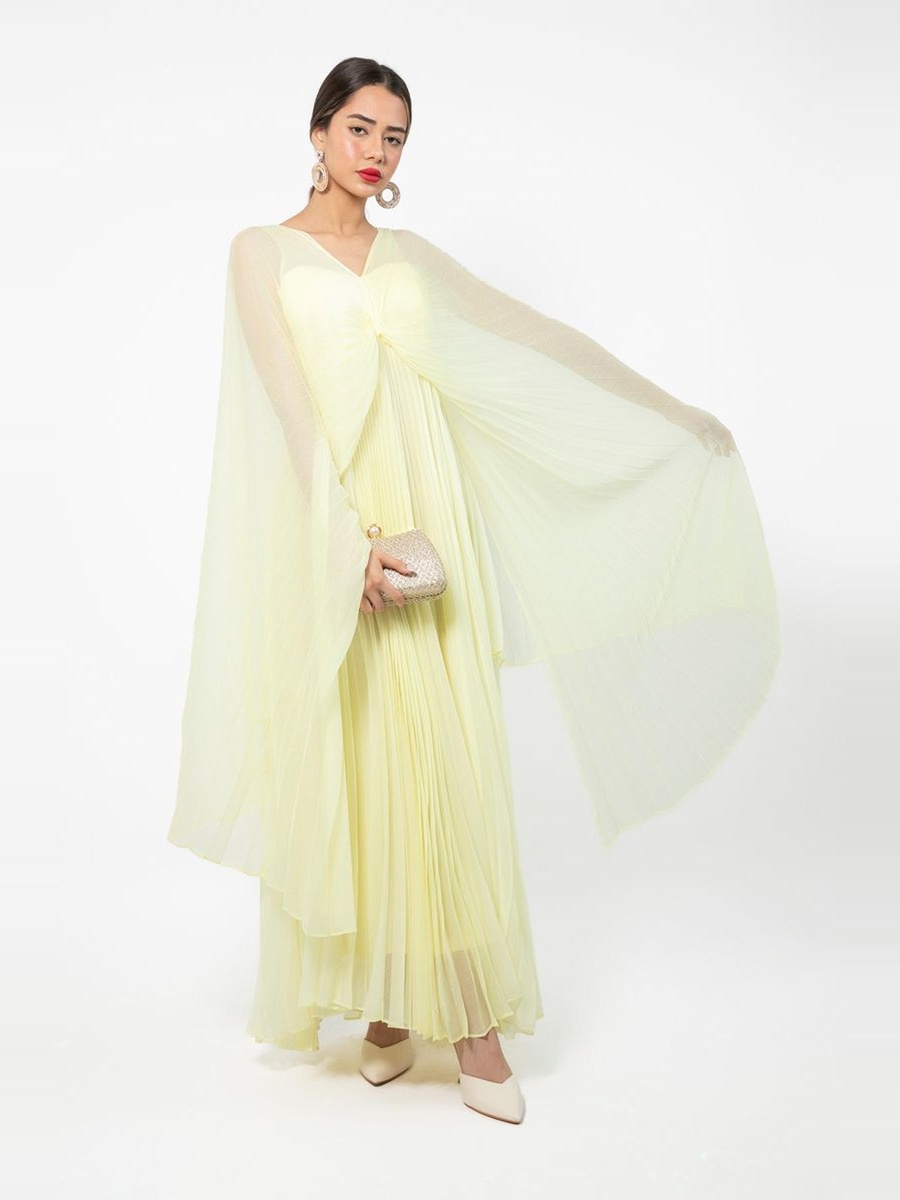 Maxi Dress with Plisse Cape