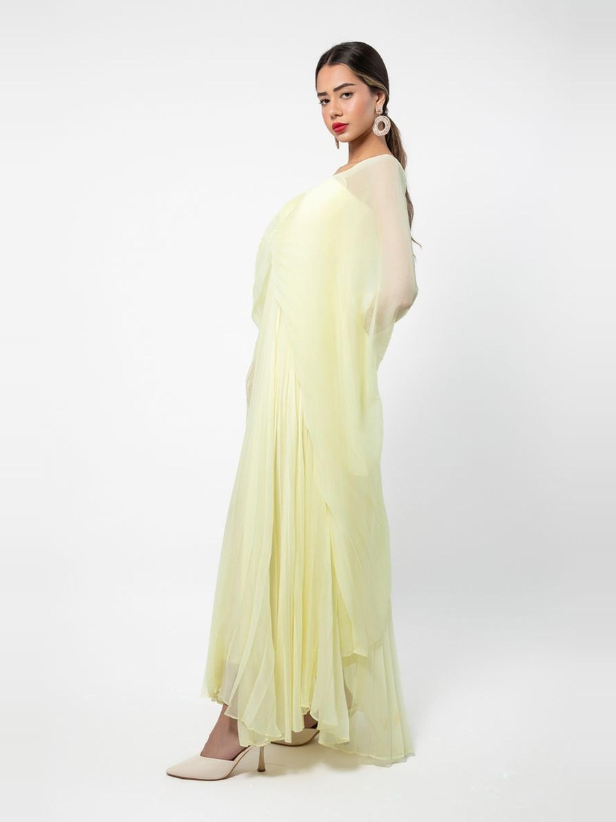 Maxi Dress with Plisse Cape