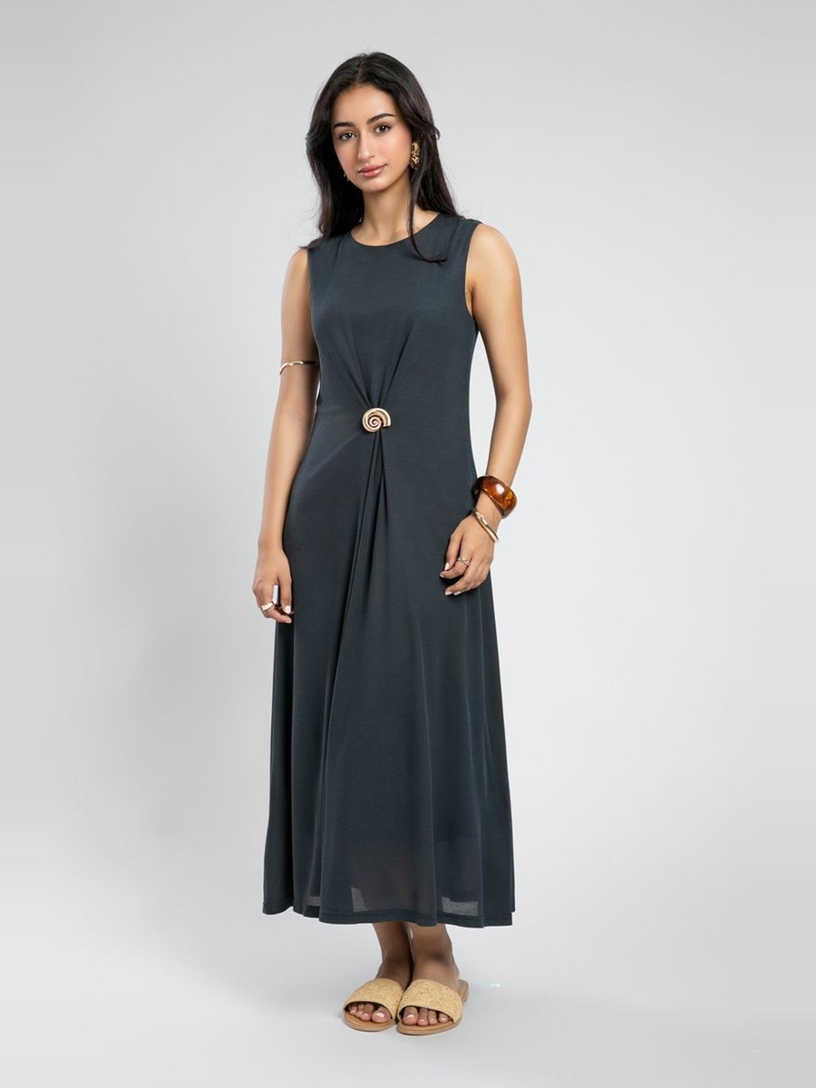 Sleeveless Maxi Dress with Artistic Detail