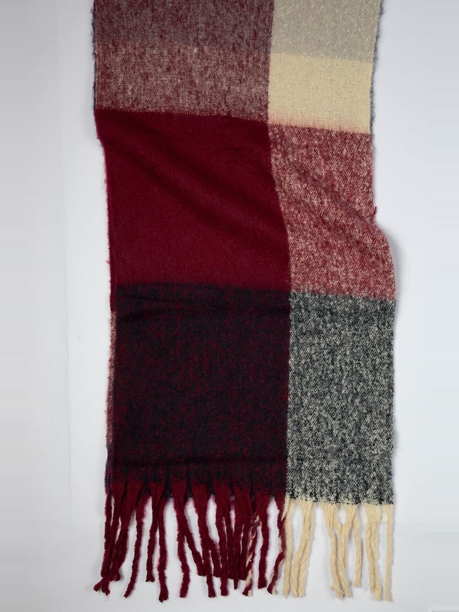 Color Block Scarf with Tassels