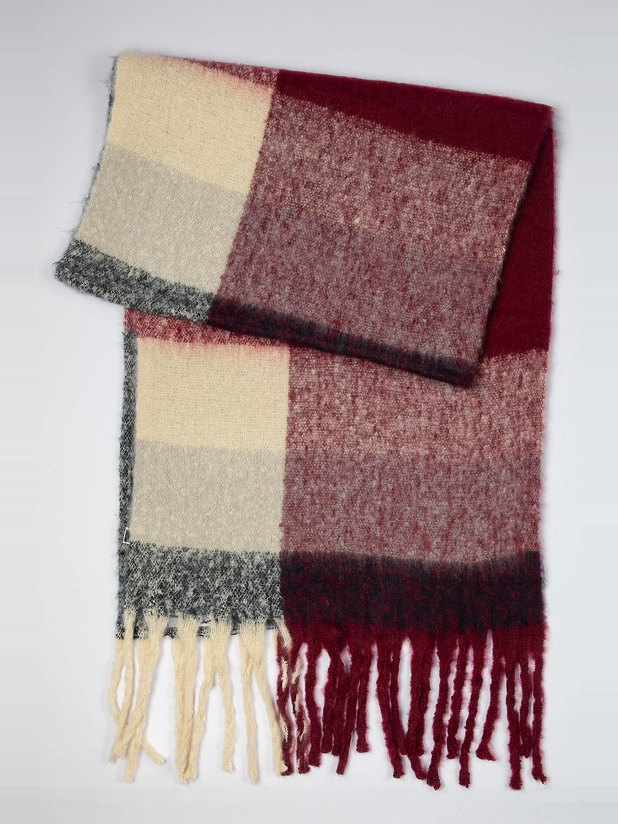 Color Block Scarf with Tassels