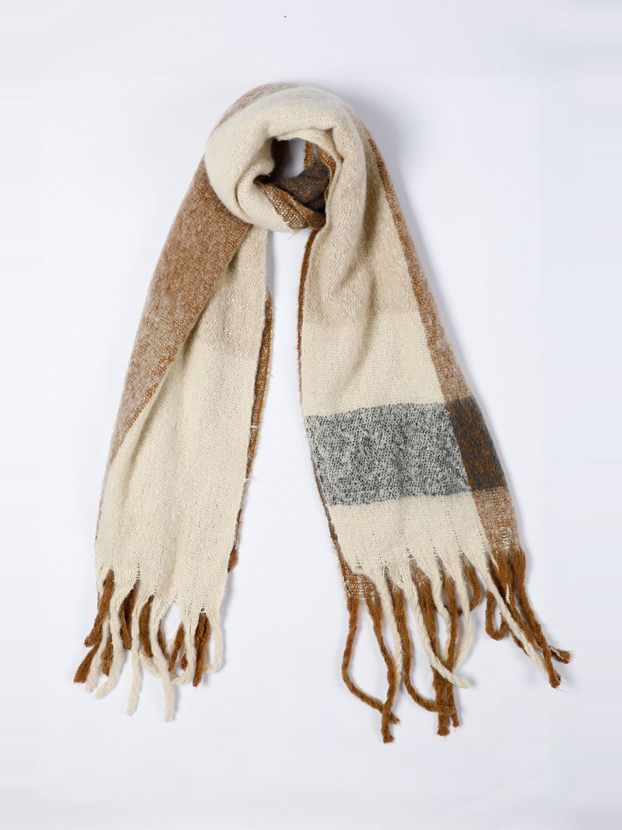 Color Block Scarf with Tassels