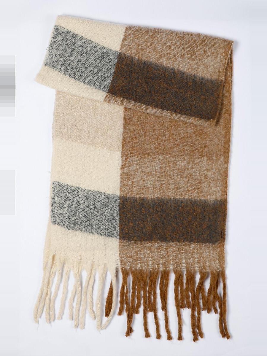 Color Block Scarf with Tassels