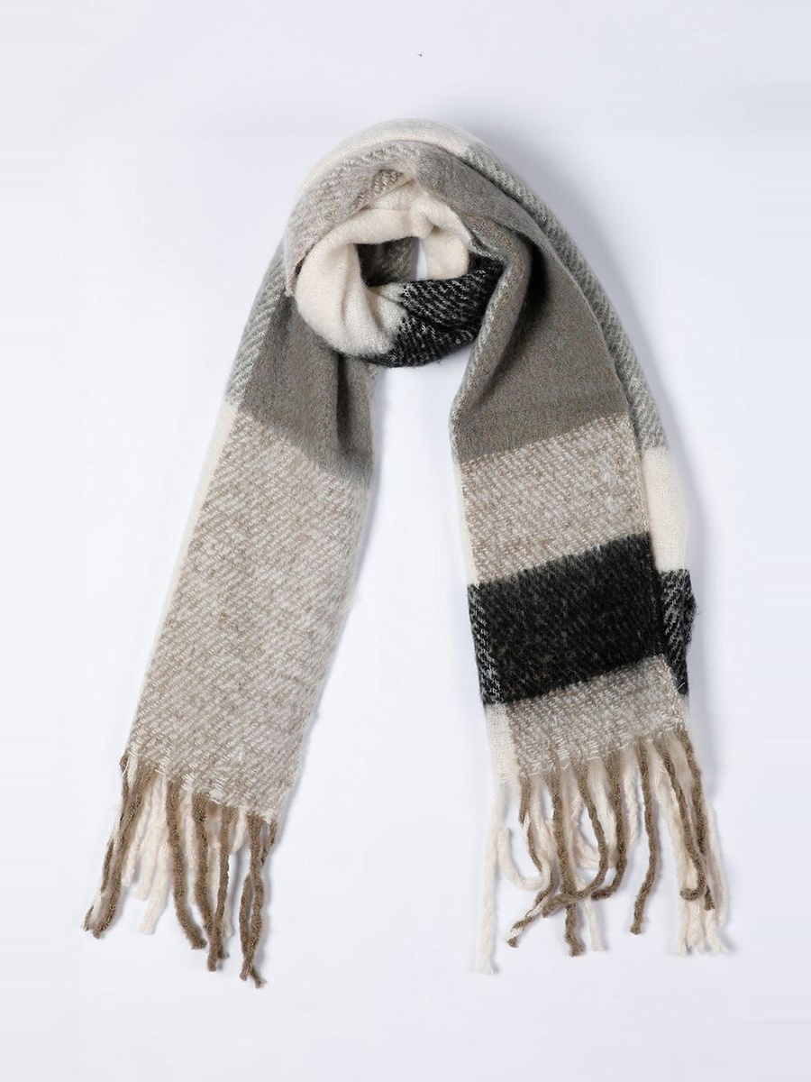 Color Block Scarf with Tassels
