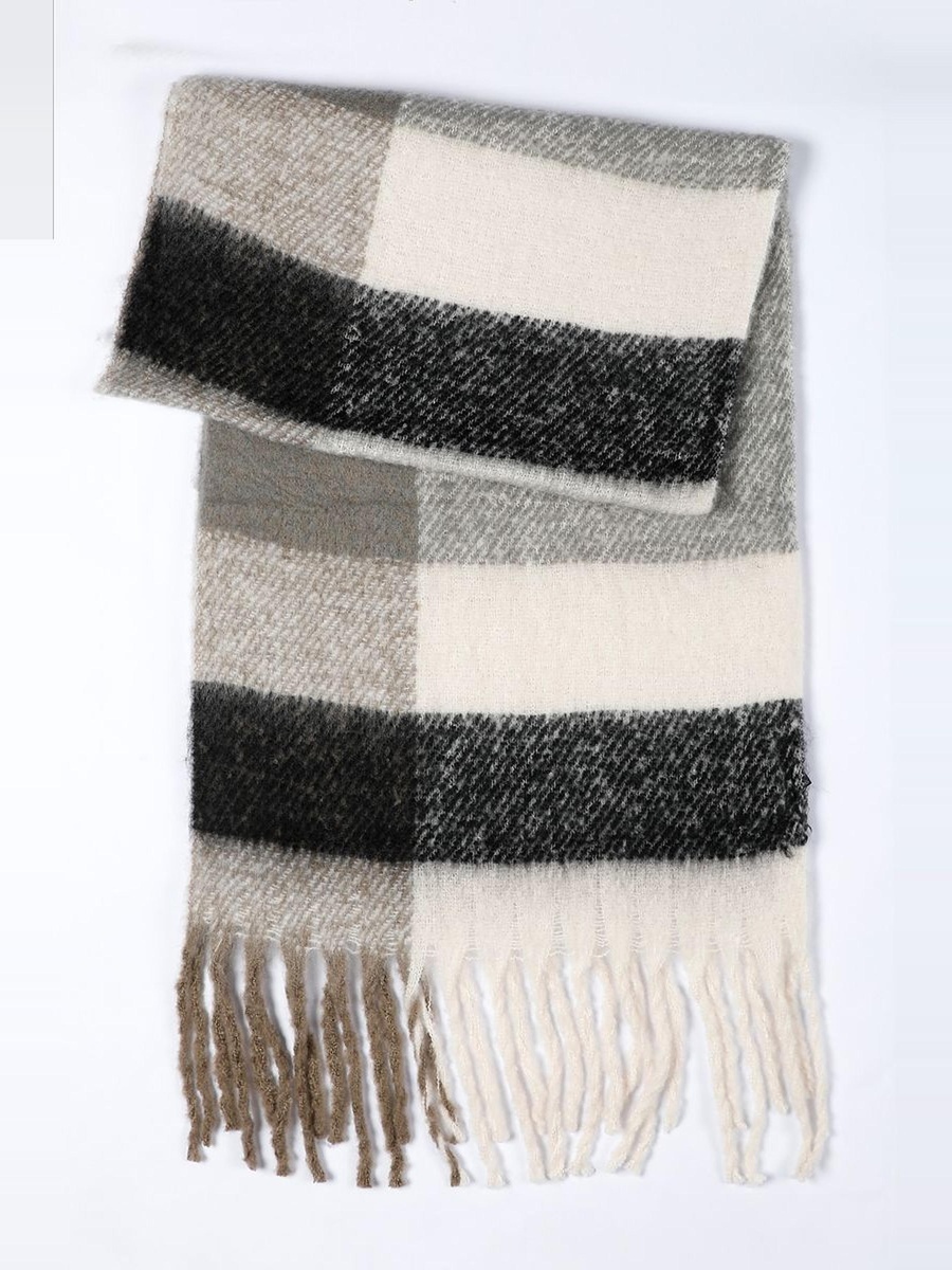 Color Block Scarf with Tassels