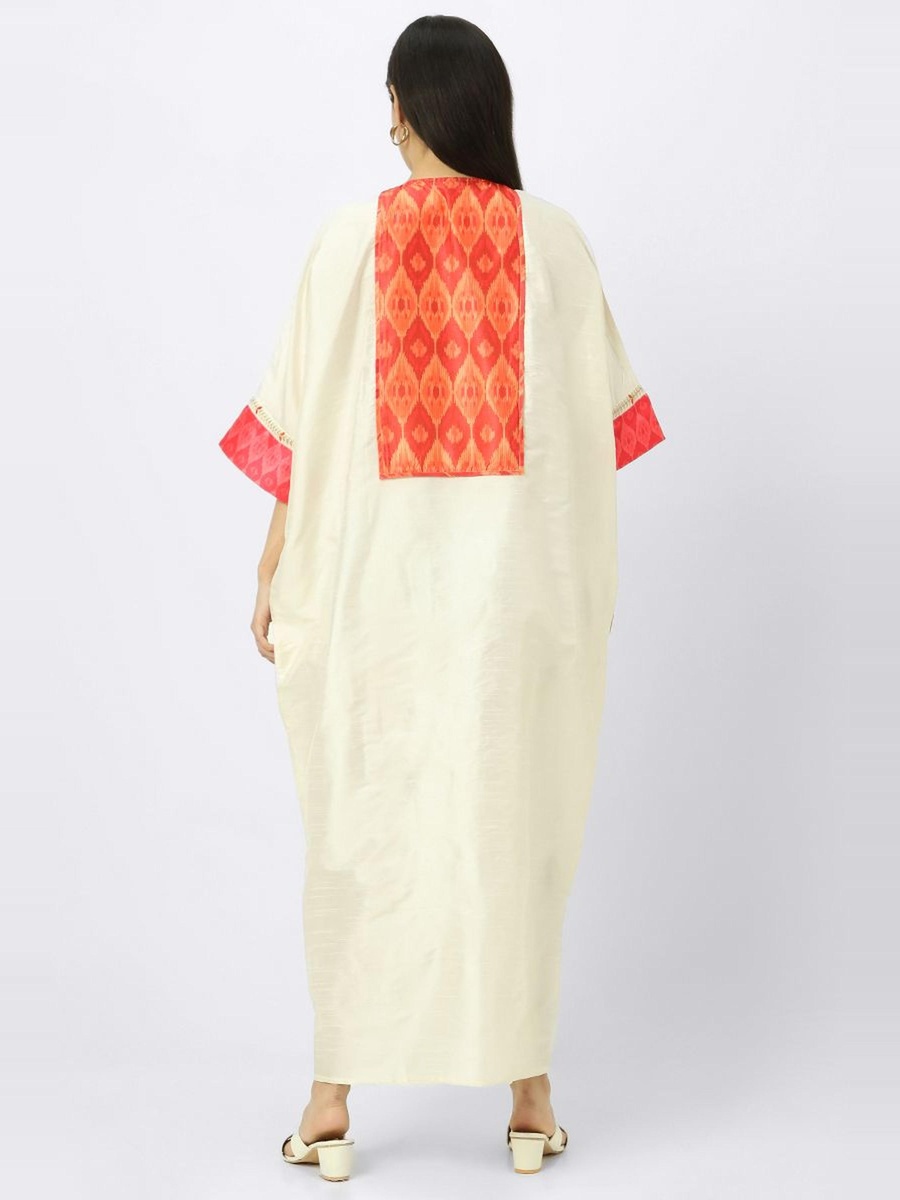 Maxi Jalabiya with Arabisque Embroidery and Print