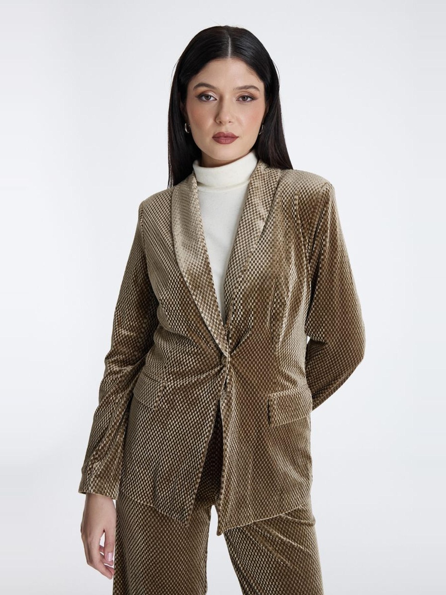 Velvet Patterned Fitted Blazer
