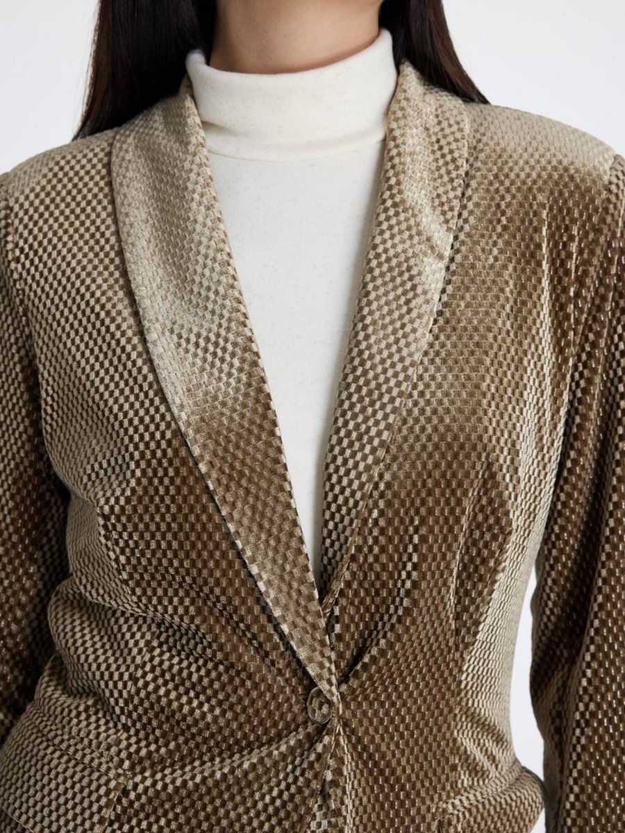 Velvet Patterned Fitted Blazer