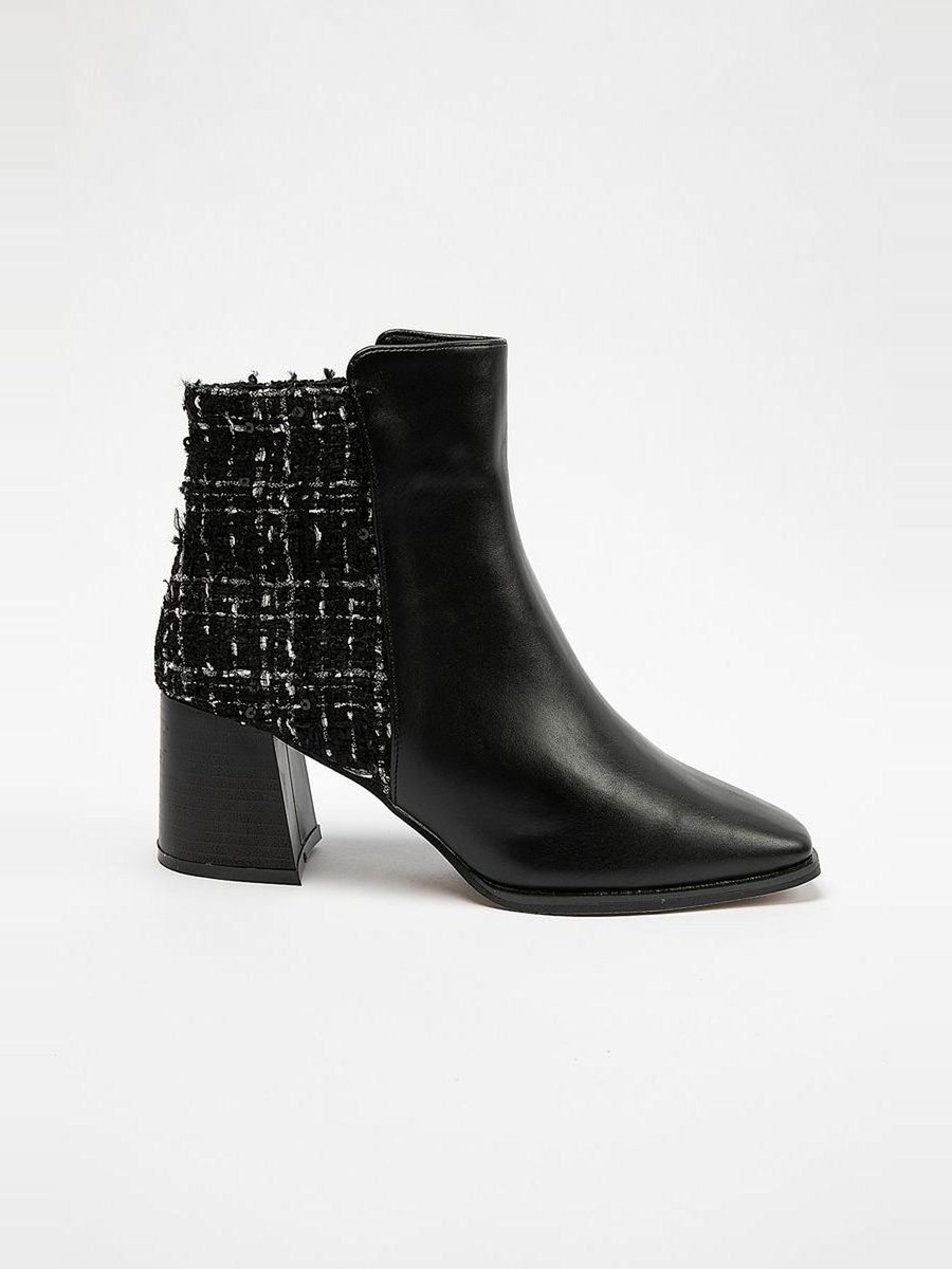 Ankle Boots with Tweed Detail