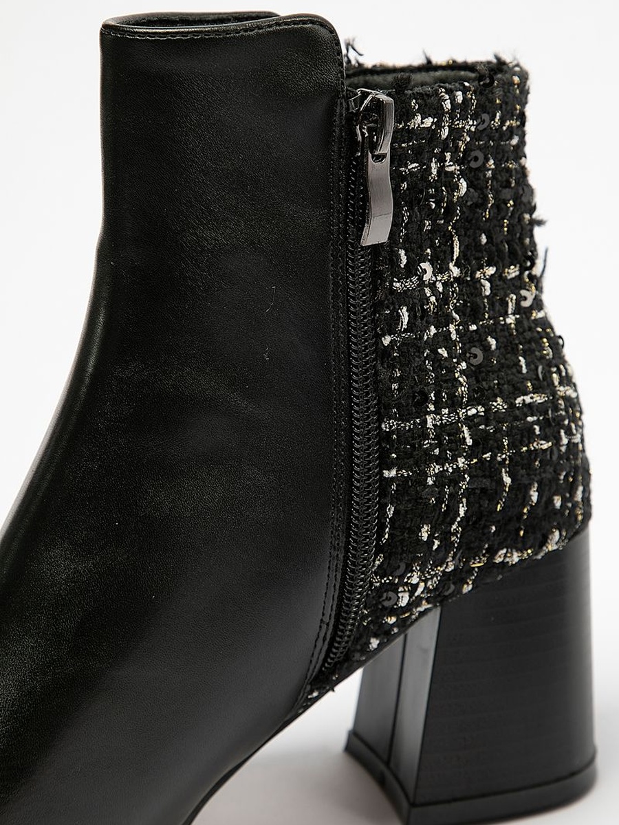Ankle Boots with Tweed Detail