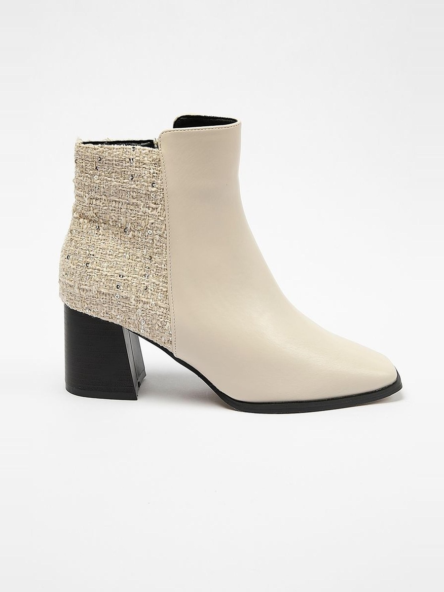 Ankle Boots with Tweed Detail