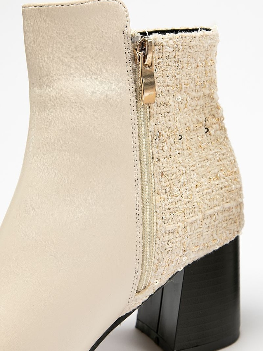Ankle Boots with Tweed Detail