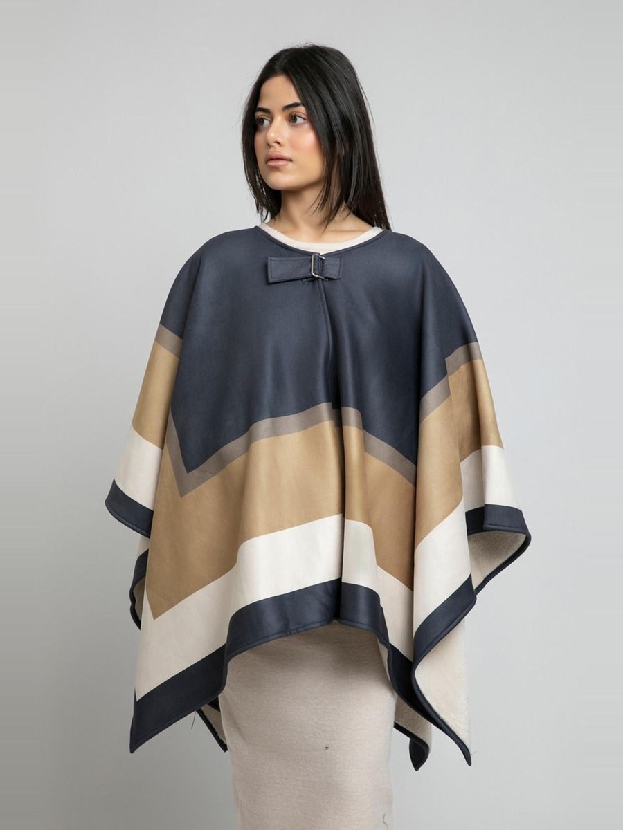 Color Block Poncho