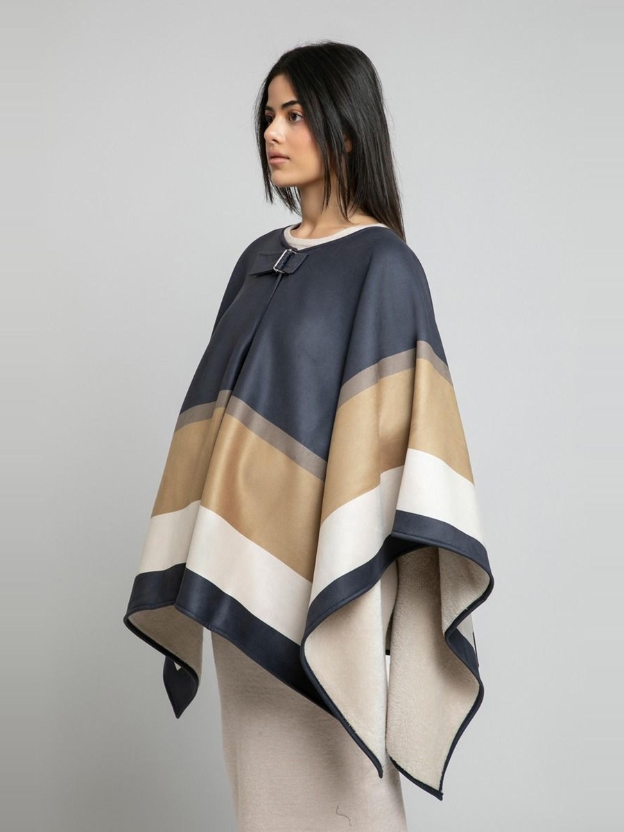 Color Block Poncho